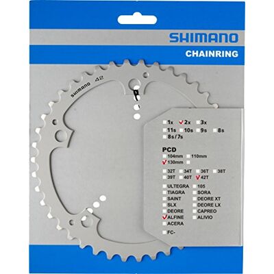 Shimano Uniseks – Y-1PB42000 – dienblad zilver – 42 tanden – 130 mm Shimano Uniseks – Y-1PB42000 – dienblad zilver – 42 tanden – 130 mm
