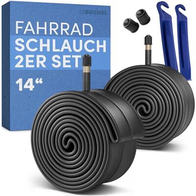 Büchel 14 inch binnenband AV 35 mm, 14 x 1,75-2,125 met bandenlichter en ventieldop robuuste en luchtdichte slang van hoogwaardig rubber voor kinderfietsen Büchel 14 inch binnenband AV 35 mm, 14 x 1,75-2,125 met bandenlichter en ventieldop robuuste en luchtdichte slang van hoogwaardig rubber voor kinderfietsen