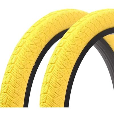 KHEbikes Kenda 2 stuks BMX banden 20 x 1,95 inch 610 g banden opvallend design Park & Street geel 1 paar KHEbikes Kenda 2 stuks BMX banden 20 x 1,95 inch 610 g banden opvallend design Park & Street geel 1 paar