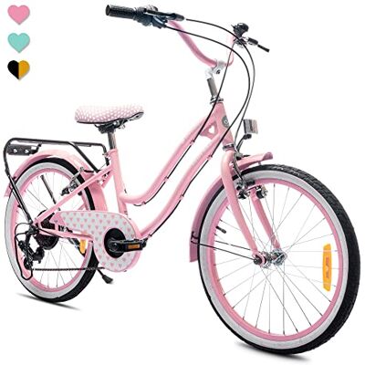 Sun Heart Bike Kinderfiets voor meisjes, 20 inch, Shimano 6 Voor kinderen van 6 tot 10 jaar, verstelbaar zadel en stuur Sun Heart Bike Kinderfiets voor meisjes, 20 inch, Shimano 6 Voor kinderen van 6 tot 10 jaar, verstelbaar zadel en stuur