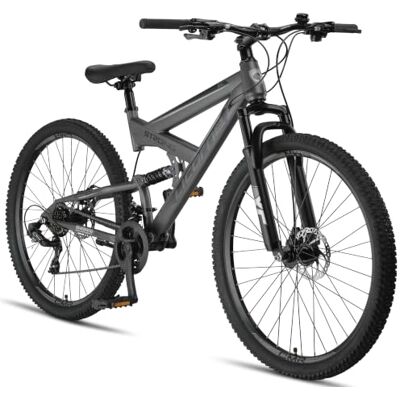 Licorne Bike Strong 2D Premium mountainbike in 26, 27,5 en 29 inch, fiets voor jongens, meisjes, dames en heren, schijfrem voor en achter, 21 versnellingen, volledige vering Licorne Bike Strong 2D Premium mountainbike in 26, 27,5 en 29 inch, fiets voor jongens, meisjes, dames en heren, schijfrem voor en achter, 21 versnellingen, volledige vering