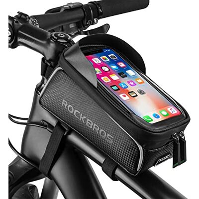 ROCKBROS Fietsframetas, waterdichte telefoonhouder voor smartphones tot 16 cm met regenhoes ROCKBROS Fietsframetas, waterdichte telefoonhouder voor smartphones tot 16 cm met regenhoes