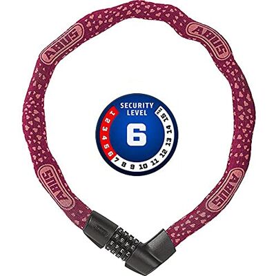 ABUS Tresor 1385/75 kettingslot Cherry Heart cijferslot van gehard staal veiligheidsniveau 6 75 cm 88013 rood ABUS Tresor 1385/75 kettingslot Cherry Heart cijferslot van gehard staal veiligheidsniveau 6 75 cm 88013 rood