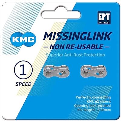 KMC E1 Single Speed EPT MissingLink Unisex aansluitband donkerzilver (3/32 inch) KMC E1 Single Speed EPT MissingLink Unisex aansluitband donkerzilver (3/32 inch)