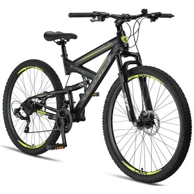 Licorne Bike Strong 2D Premium mountainbike in 26, 27,5 en 29 inch, fiets voor jongens, meisjes, dames en heren, schijfrem voor en achter, 21 versnellingen, volledige vering Licorne Bike Strong 2D Premium mountainbike in 26, 27,5 en 29 inch, fiets voor jongens, meisjes, dames en heren, schijfrem voor en achter, 21 versnellingen, volledige vering