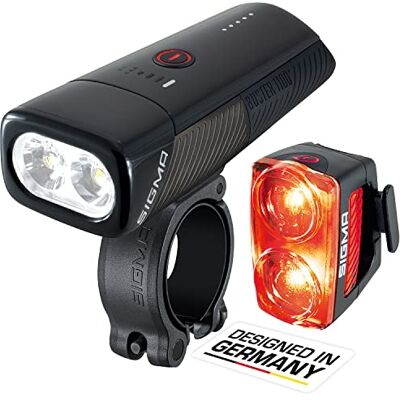 Sigma Buster 1100FL / Buster 1100 HL/Buster 1100 avec jeu de feux arrière Buster 150 RL lumière LED pour vélo de 1100 lumens lumière avant rechargeable avec cinq modes d'éclairage Sigma Buster 1100FL / Buster 1100 HL/Buster 1100 avec jeu de feux arrière Buster 150 RL lumière LED pour vélo de 1100 lumens lumière avant rechargeable avec cinq modes d'éclairage