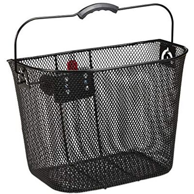 Relaxdays Panier de vélo avant, amovible, montage & démontage rapide, noir guidon, métal, mailles serrées, 27x34,5x26cm Relaxdays Panier de vélo avant, amovible, montage & démontage rapide, noir guidon, métal, mailles serrées, 27x34,5x26cm