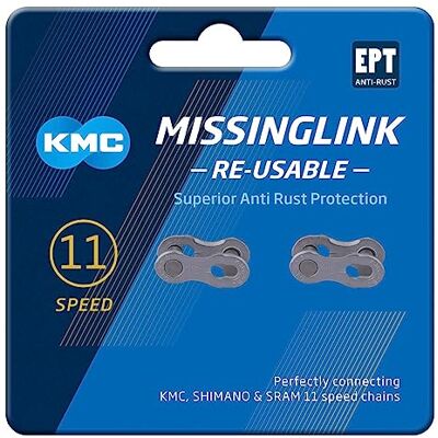 KMC 11 herbruikbare EPT MissingLink snelheden, donkerzilver, 2 paar KMC 11 herbruikbare EPT MissingLink snelheden, donkerzilver, 2 paar