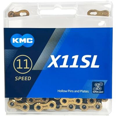 KMC Uniseks: Ti-N Black X11SL 11 versnellingen, ketting 1/2 inch x 11/128, 118 schakels, goud zwart KMC Uniseks: Ti-N Black X11SL 11 versnellingen, ketting 1/2 inch x 11/128, 118 schakels, goud zwart