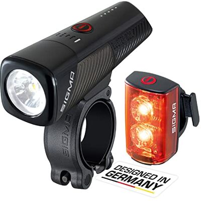 Sigma Buster 800 / RL 80 LED-verlichting voor en achter 800 lumen en 80 lumen batterij-aangedreven voor- en achterlichten met vijf verlichtingsmodi Sigma Buster 800 / RL 80 LED-verlichting voor en achter 800 lumen en 80 lumen batterij-aangedreven voor- en achterlichten met vijf verlichtingsmodi