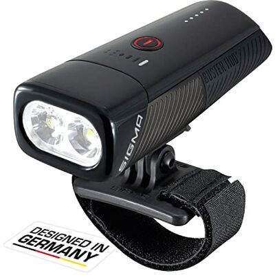 Sigma Buster 1100FL / Buster 1100 HL/Buster 1100 avec jeu de feux arrière Buster 150 RL lumière LED pour vélo de 1100 lumens lumière avant rechargeable avec cinq modes d'éclairage Sigma Buster 1100FL / Buster 1100 HL/Buster 1100 avec jeu de feux arrière Buster 150 RL lumière LED pour vélo de 1100 lumens lumière avant rechargeable avec cinq modes d'éclairage