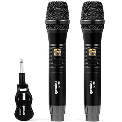 Gemini Sound GMU-M200 Pro Plug & Play 2 stuks UHF draagbare draadloze microfoons met zelfaangedreven 6,35 mm jack-ontvanger voor mixer of PA-luidspreker karaoke en prestaties in Gemini Sound GMU-M200 Pro Plug & Play 2 stuks UHF draagbare draadloze microfoons met zelfaangedreven 6,35 mm jack-ontvanger voor mixer of PA-luidspreker karaoke en prestaties in