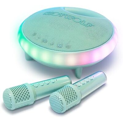 KIDYWOLF KIDYKARAOKE Draagbare karaoke-luidspreker voor kinderen, met 2 draadloze microfoons en lichteffecten, bluetooth-luidspreker, 40 W, speels en feestelijk voor familie-avonden KIDYWOLF KIDYKARAOKE Draagbare karaoke-luidspreker voor kinderen, met 2 draadloze microfoons en lichteffecten, bluetooth-luidspreker, 40 W, speels en feestelijk voor familie-avonden