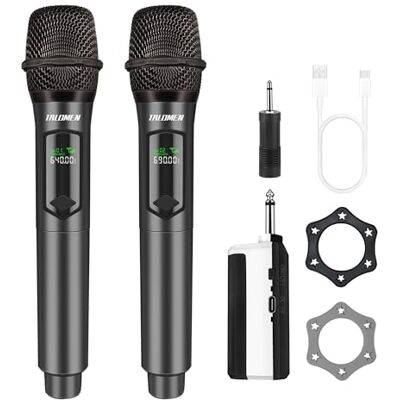 talomen Professionele draadloze microfoons, microfoonsysteem met 2,4 GHz, dynamisch, oplaadbaar, met ontvanger, 160 ft buiten, voor karaoke, zangen, feesten, avonden, dj's, kerken, bruiloften, toespraken, K60-2 talomen Professionele draadloze microfoons, microfoonsysteem met 2,4 GHz, dynamisch, oplaadbaar, met ontvanger, 160 ft buiten, voor karaoke, zangen, feesten, avonden, dj's, kerken, bruiloften, toespraken, K60-2