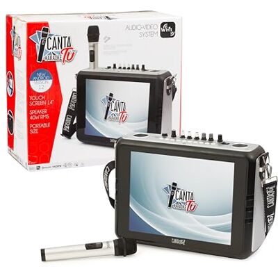 CANTA TU Draagbare karaoke 2024, draagbaar, draadloos, met microfoon, schouderriem, groot touchscreen, wifi-verbinding, spraakeffecten, oplaadbare batterij, spraakverandering, zilverkleurig CANTA TU Draagbare karaoke 2024, draagbaar, draadloos, met microfoon, schouderriem, groot touchscreen, wifi-verbinding, spraakeffecten, oplaadbare batterij, spraakverandering, zilverkleurig
