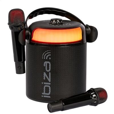 Ibiza KARAHOME-BK Op batterijen werkende KARAOKE speaker met twee draadloze microfoons (batterij) Bluetooth, USB, MicroSD, USB, AUX en COAX Zwart Ibiza KARAHOME-BK Op batterijen werkende KARAOKE speaker met twee draadloze microfoons (batterij) Bluetooth, USB, MicroSD, USB, AUX en COAX Zwart