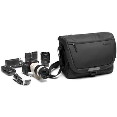 Manfrotto Advanced Schoudertas M III, voor reflex- en hybride camera met lens, cameratas, cameratas met statiefhouder en regenbescherming, zwart, M, Manfrotto Advanced Schoudertas M III, voor reflex- en hybride camera met lens, cameratas, cameratas met statiefhouder en regenbescherming, zwart, M,