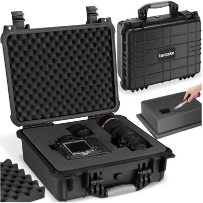 tectake Waterdichte koffer voor fotoapparatuur, universele camera, incl. 3 schuimrubberen kussens, zwart, verschillende maten, Type 3# 402871 tectake Waterdichte koffer voor fotoapparatuur, universele camera, incl. 3 schuimrubberen kussens, zwart, verschillende maten, Type 3# 402871