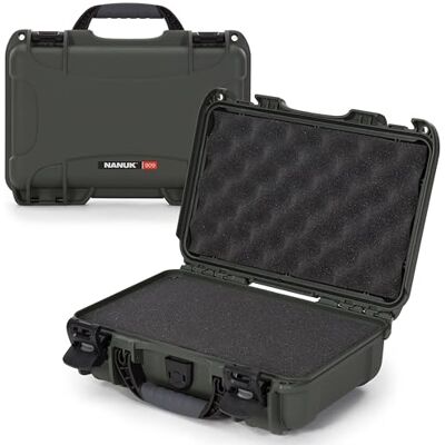 NANUK 909 Waterdichte beschermkoffer van hars NK-7 met aanpasbare schuimrubberen inzet (32 x 22,9 x 11,2 cm) (olijf) NANUK 909 Waterdichte beschermkoffer van hars NK-7 met aanpasbare schuimrubberen inzet (32 x 22,9 x 11,2 cm) (olijf)