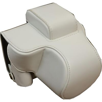 Generic Zakao Leren beschermhoes voor Canon EOS R50 camera met schouderriem en mini-tas, Wit B, Schoonheid geval Generic Zakao Leren beschermhoes voor Canon EOS R50 camera met schouderriem en mini-tas, Wit B, Schoonheid geval