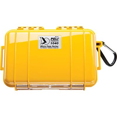 PELI Micro Case 1040 waterdichte beschermhoes, IP67, inhoud 2 liter, gemaakt in de VS, geel/zwarte voering PELI Micro Case 1040 waterdichte beschermhoes, IP67, inhoud 2 liter, gemaakt in de VS, geel/zwarte voering