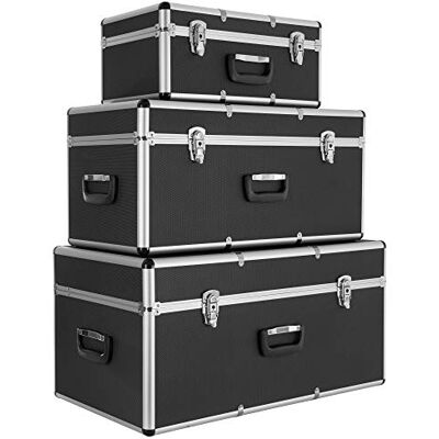 Arebos Set van 3 transportkoffers aluminium totaal volume 200 liter afsluitbaar handgrepen waterdicht dozen draagbare koffer Arebos Set van 3 transportkoffers aluminium totaal volume 200 liter afsluitbaar handgrepen waterdicht dozen draagbare koffer