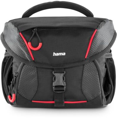 Hama DSLR-cameratas met accessoires, camerastatiefhouder, regenhoes, gevoerd, draaggreep, rolriem, eenvoudige bodem, Rood, Modern Hama DSLR-cameratas met accessoires, camerastatiefhouder, regenhoes, gevoerd, draaggreep, rolriem, eenvoudige bodem, Rood, Modern