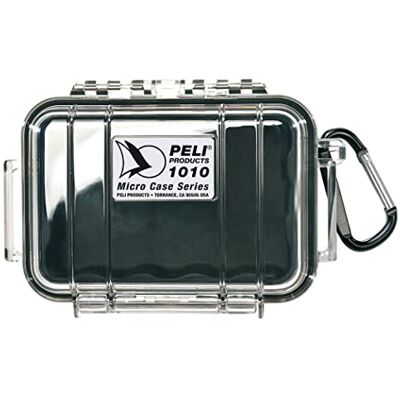 PELI 1010 kleine beschermhoes voor accessoires, IP67 waterdicht en stofdicht, inhoud 0,1 l, gemaakt in de VS, transparant/zwarte voering PELI 1010 kleine beschermhoes voor accessoires, IP67 waterdicht en stofdicht, inhoud 0,1 l, gemaakt in de VS, transparant/zwarte voering