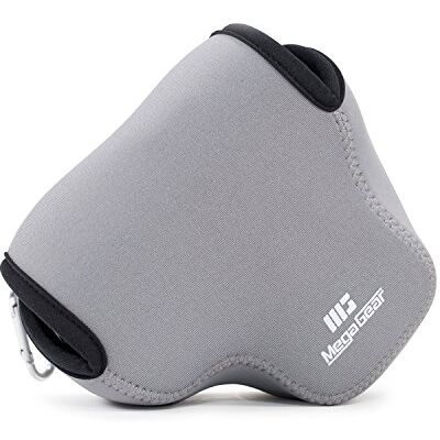 MegaGear MG628 neopreen hoesje met karabijnhaak voor Panasonic Lumix DMC-FZ300 camera grijs, grijs., Modern MegaGear MG628 neopreen hoesje met karabijnhaak voor Panasonic Lumix DMC-FZ300 camera grijs, grijs., Modern