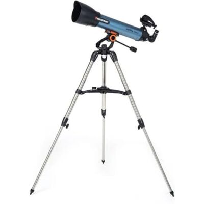 Celestron 22403 Inspire 100AZ Refractor Telescoop met ingebouwde smartphone-adapter, blauw Celestron 22403 Inspire 100AZ Refractor Telescoop met ingebouwde smartphone-adapter, blauw