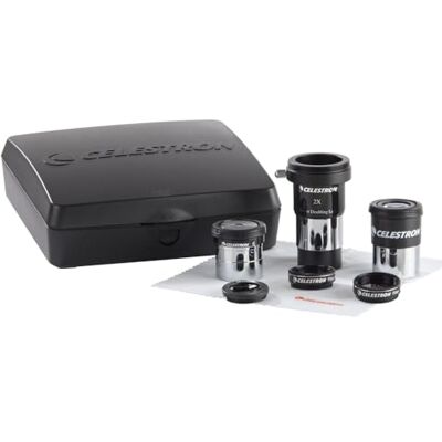 Celestron 94307 AstroMaster 8-delige oculair- en filteraccessoireset: bevat twee 1,25 inch oculairs, 2 x Barlow-lens, drie filters, reinigingsdoek en een harde hoes, zwart Celestron 94307 AstroMaster 8-delige oculair- en filteraccessoireset: bevat twee 1,25 inch oculairs, 2 x Barlow-lens, drie filters, reinigingsdoek en een harde hoes, zwart
