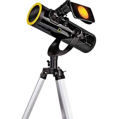National Geographic Telescoop 76/350 met statief, smartphonehouder en zonnefilter voor het observeren van de zon bij wit licht. National Geographic Telescoop 76/350 met statief, smartphonehouder en zonnefilter voor het observeren van de zon bij wit licht.