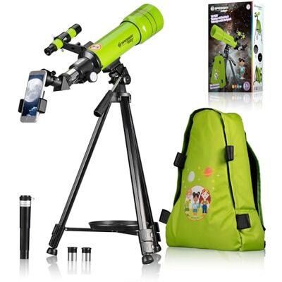 BRESSER Telescoop voor kinderen Reizen Astronomische refractor voor beginners 70/400 AZ-Mount met statief, zoekbril, rugzak, smartphone-adapter BRESSER Telescoop voor kinderen Reizen Astronomische refractor voor beginners 70/400 AZ-Mount met statief, zoekbril, rugzak, smartphone-adapter