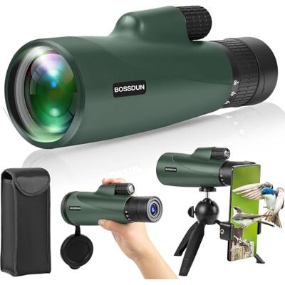 BOSSDUN Monoculaire telescoop met hoog vermogen voor smartphone met statief, HD voor volwassenen (groen) BOSSDUN Monoculaire telescoop met hoog vermogen voor smartphone met statief, HD voor volwassenen (groen)