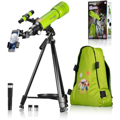 BRESSER Telescoop voor kinderen Reizen Astronomische refractor voor beginners 70/400 AZ-Mount met statief, zoekbril, rugzak, smartphone-adapter BRESSER Telescoop voor kinderen Reizen Astronomische refractor voor beginners 70/400 AZ-Mount met statief, zoekbril, rugzak, smartphone-adapter