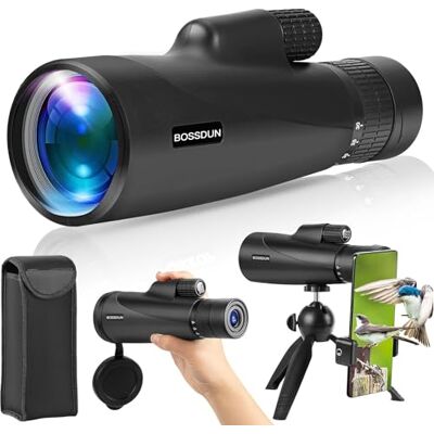 BOSSDUN Krachtige monoculaire telescoop voor smartphone met statief, HD voor volwassenen (zwart) BOSSDUN Krachtige monoculaire telescoop voor smartphone met statief, HD voor volwassenen (zwart)