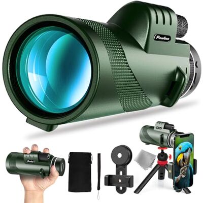 Pankoo Monoculaire telescoop HD 40 x 60 met smartphonehouder en statief, compacte monoculair met BAK4 prisma 2025 voor volwassenen, HD monoculair bereik voor vogelobservatie, wandelen Pankoo Monoculaire telescoop HD 40 x 60 met smartphonehouder en statief, compacte monoculair met BAK4 prisma 2025 voor volwassenen, HD monoculair bereik voor vogelobservatie, wandelen
