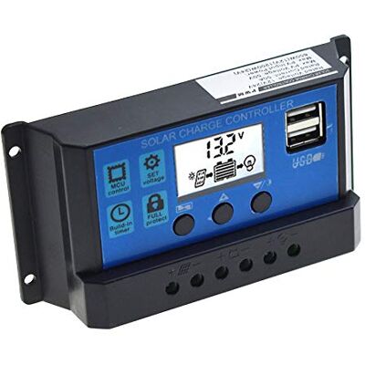 Sun Intelligente laadregelaar op zonne-energie met lcd-display en USB-poort, overstroombeveiliging, zonne-laadregelaar voor zonnepaneel batterijlamp (60 V 30 A) Sun Intelligente laadregelaar op zonne-energie met lcd-display en USB-poort, overstroombeveiliging, zonne-laadregelaar voor zonnepaneel batterijlamp (60 V 30 A)