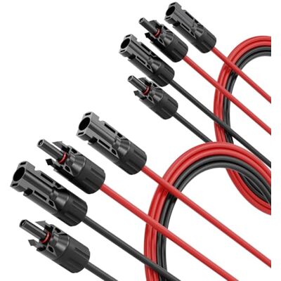 ABSINA H1Z2Z2-K Set van 4 zonnekabels 1 m 4 mm² Zwart en rood UV-bestendig 4 mm fotovoltaïsche kabel Verlengkabel voor balkoncentrale voor zonnepaneel met stekker ABSINA H1Z2Z2-K Set van 4 zonnekabels 1 m 4 mm² Zwart en rood UV-bestendig 4 mm fotovoltaïsche kabel Verlengkabel voor balkoncentrale voor zonnepaneel met stekker
