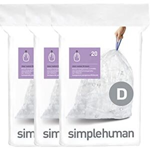 simplehuman CW0278 Code D vuilniszakken van kunststof, transparant, 3 stuks simplehuman CW0278 Code D vuilniszakken van kunststof, transparant, 3 stuks