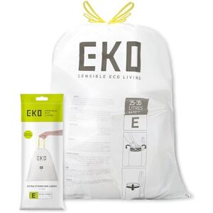 EKO Set van 12 vuilniszakken voor keukenafvalemmer inhoud van 25 tot 35 liter extra sterk met trekkoord wit EKO Set van 12 vuilniszakken voor keukenafvalemmer inhoud van 25 tot 35 liter extra sterk met trekkoord wit