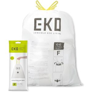 EKO Vuilniszakken voor keukenvuilnisemmer, inhoud 40-60 liter, extra sterk met trekkoord, wit, 12 stuks EKO Vuilniszakken voor keukenvuilnisemmer, inhoud 40-60 liter, extra sterk met trekkoord, wit, 12 stuks