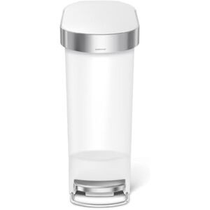 simplehuman CW1392 pedaalemmer, smal, kunststof, wit, inhoud 40 liter, afmetingen 51 x 62,6 x 26 cm simplehuman CW1392 pedaalemmer, smal, kunststof, wit, inhoud 40 liter, afmetingen 51 x 62,6 x 26 cm