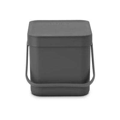 Brabantia Sort & Go Prullenbak, Afvalemmer, Donkergrijs, 6 liter Brabantia Sort & Go Prullenbak, Afvalemmer, Donkergrijs, 6 liter