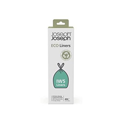 Joseph Joseph IW5 Milieuvriendelijke vuilniszakken van gerecycled kunststof, keukenafvalzakken met schuifgreep, zeer robuust, 20 zakken, 40 liter, grijs Joseph Joseph IW5 Milieuvriendelijke vuilniszakken van gerecycled kunststof, keukenafvalzakken met schuifgreep, zeer robuust, 20 zakken, 40 liter, grijs