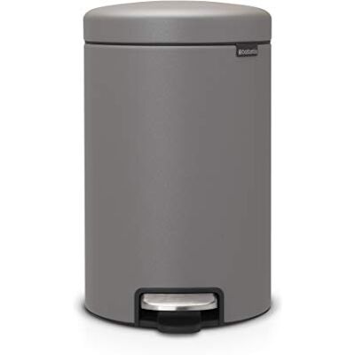 Brabantia NewIcon pedaalemmer 12 l (mineraalbetongrijs) met zacht sluitende, uitneembare binnenemmer + gratis afvalzakken Brabantia NewIcon pedaalemmer 12 l (mineraalbetongrijs) met zacht sluitende, uitneembare binnenemmer + gratis afvalzakken