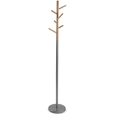 Versa Malmö Kapstok voor kleding, minimalistische stijl, met 6 haken of kleerhangers voor kleding of tassen voor de hal, (h x b x l) 171 x 28 x 28 cm, metaal en hout, kleur: grijs Versa Malmö Kapstok voor kleding, minimalistische stijl, met 6 haken of kleerhangers voor kleding of tassen voor de hal, (h x b x l) 171 x 28 x 28 cm, metaal en hout, kleur: grijs