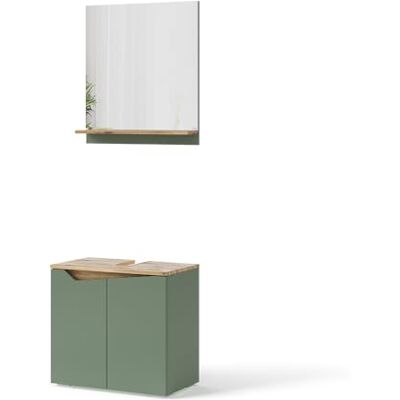 Vicco Badkamermeubelset "Marelle", groen/ambachtelijk, 60 cm Vicco Badkamermeubelset "Marelle", groen/ambachtelijk, 60 cm