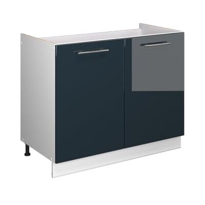 Vicco Meuble bas sous-évier "Fame-Line", Bleu foncé brillant/Blanc, 100cm Vicco Meuble bas sous-évier "Fame-Line", Bleu foncé brillant/Blanc, 100cm
