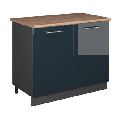 Vicco Meuble bas sous-évier Fame-Line Bleu foncé brillant/Anthracite 100cm Vicco Meuble bas sous-évier Fame-Line Bleu foncé brillant/Anthracite 100cm